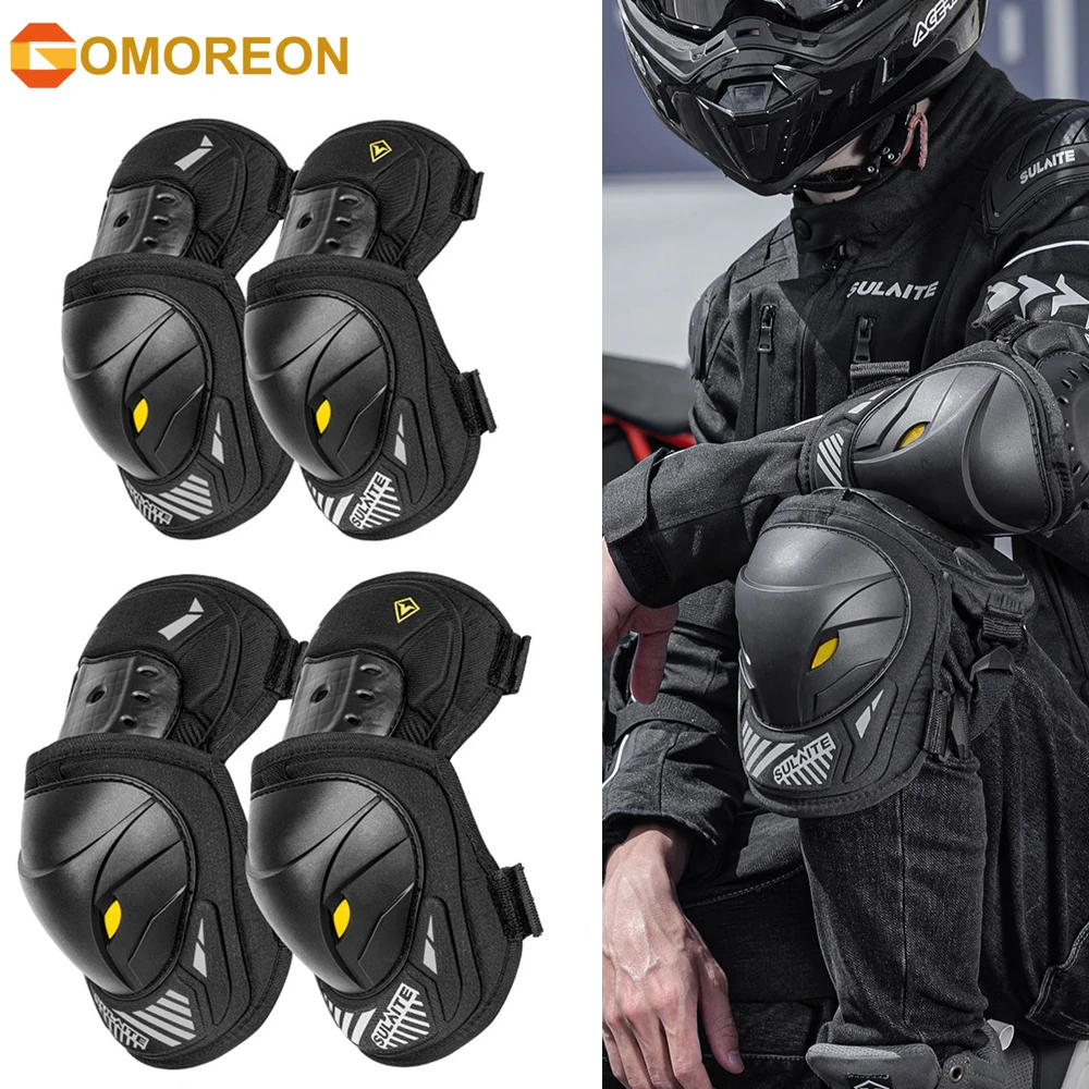 Mountain Biking Elbow Pads - GOMOREON 1쌍 오토바이 전기 자전거 무릎
