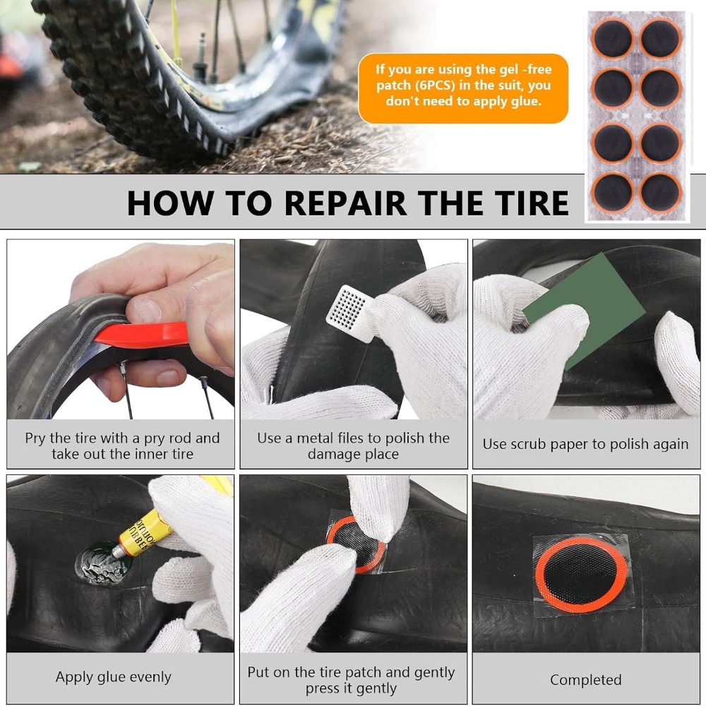 자전거 타이어 수리 키트, 자전거 이너 튜브 펑크 패치 - Mountain Biking Tube 리뷰 및 가격